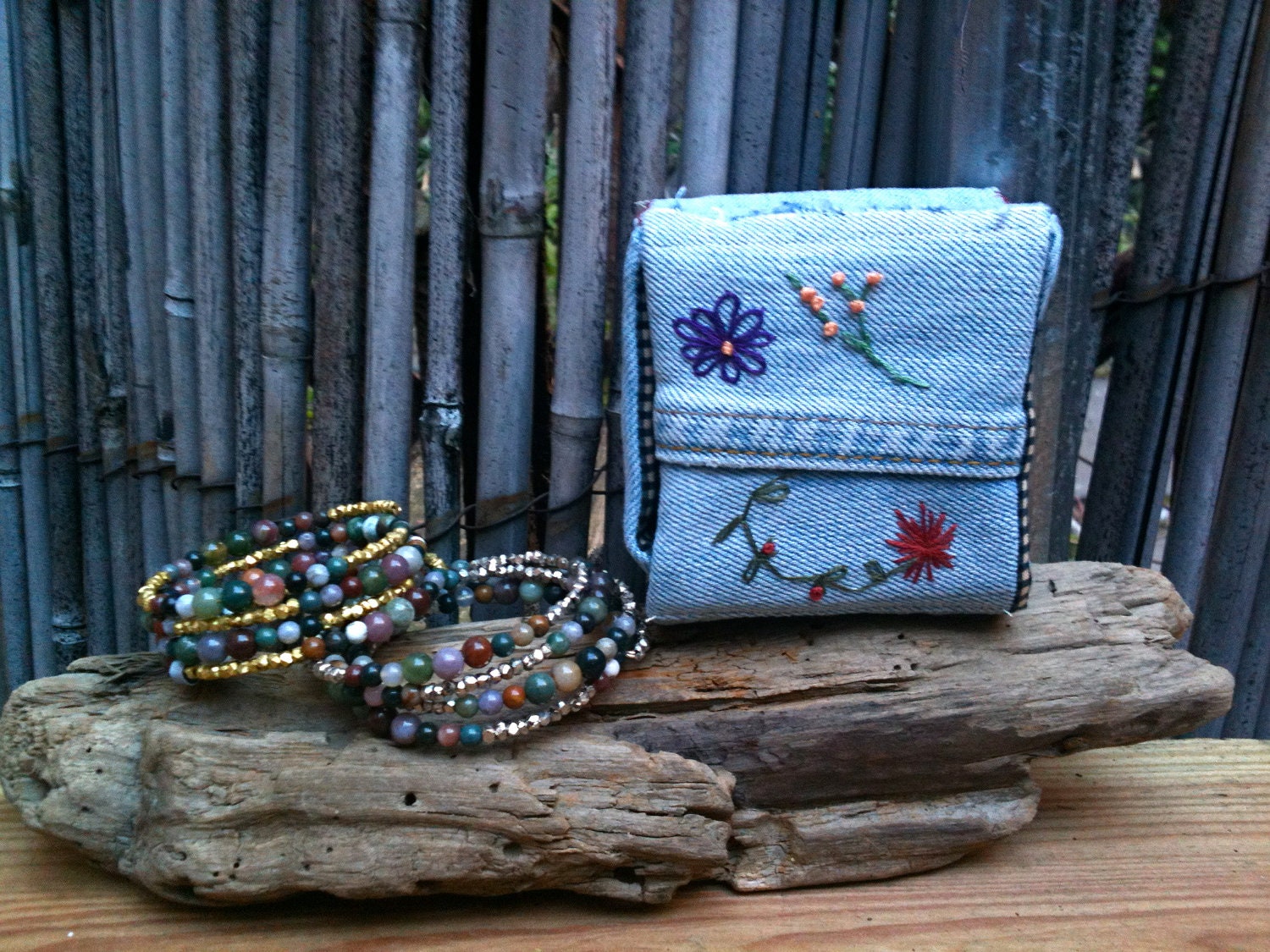 Denim & Flowers Gift Box and Wrap Bracelet Set