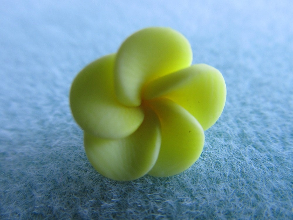 Stainless Posts 15mm Beautiful Hawaiian Bright Sunshine Yellow Plumeria Frangipani Polymer Clay Post Earrings