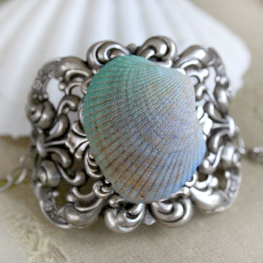 LONGING for the SEA Victorian ornate mermaid shell cuff bracelet, gift boxed