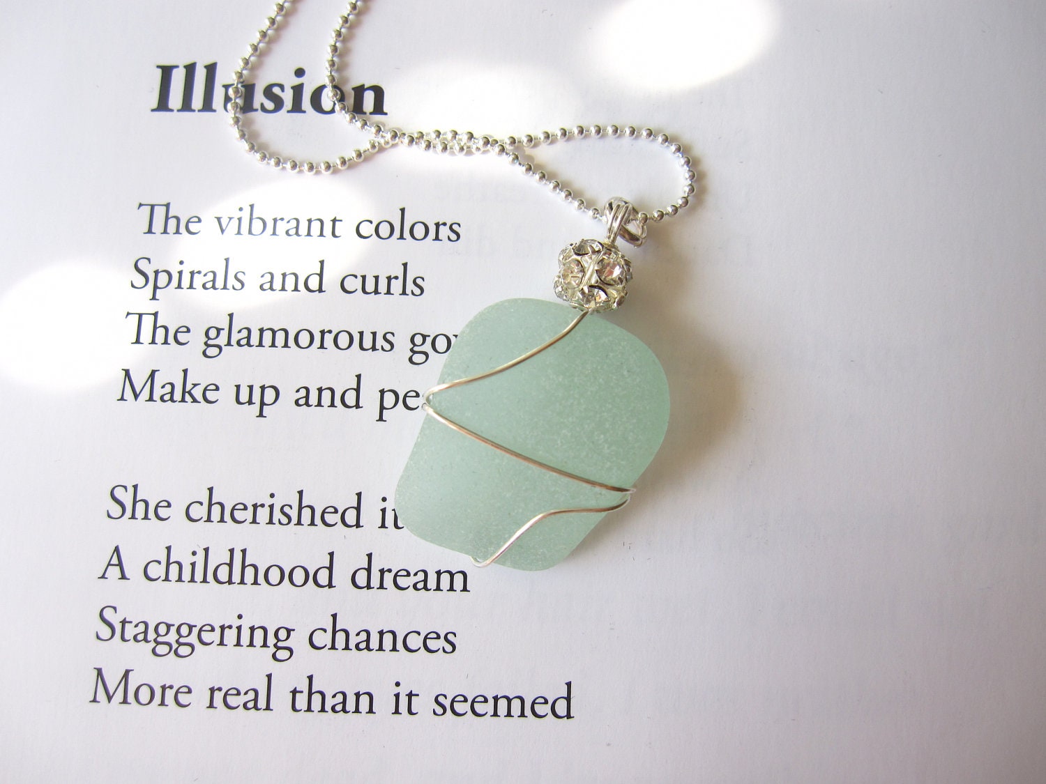 Seafoam seaglass necklace - Bride's Necklace for beach Wedding - Perfect nautical gift for girlfriends, sisters, bride - FREE SHIPPING