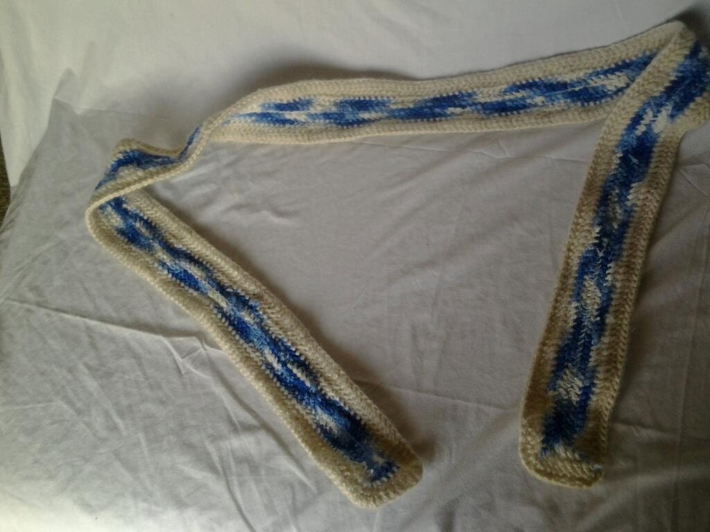 Hand Made OOAK Super Soft Blue and White Scarf