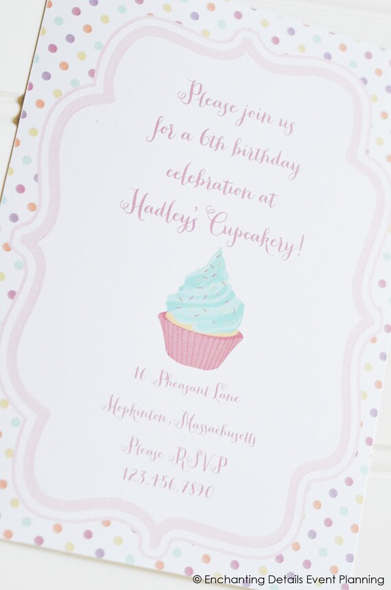 CUPCAKE PRINTABLE Birthday Party INVITATION Cupcakery Il_570xn