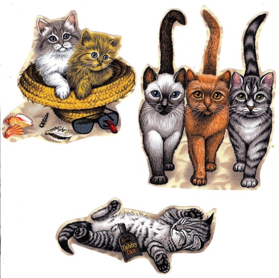 Iron On Fabric Applique Kitty Cat Diy By Patternoldies On Etsy