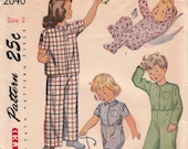 1940s Child's Pajama Pattern Simplicity 2040 Size 2