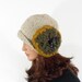 Crochet Cloche Hat with Large Flower - Beige