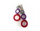 Color block earrings / Earrings  fiber crochet cotton  jewelry / Purple red grey circle earrings / Fiber jewelry / Italian textile jewelry