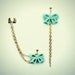 mint green bow ear cuff, bow earrings, long earrings, dangle earrings, vintage earrings, tassle earrings