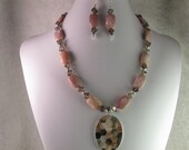 Sale, Pink Tennessee River Shell, Smoky Quartz, Multi Shell Pendant Necklac, Earrings, Handmade Handcrafted Beaded Jewelry, Gemstones