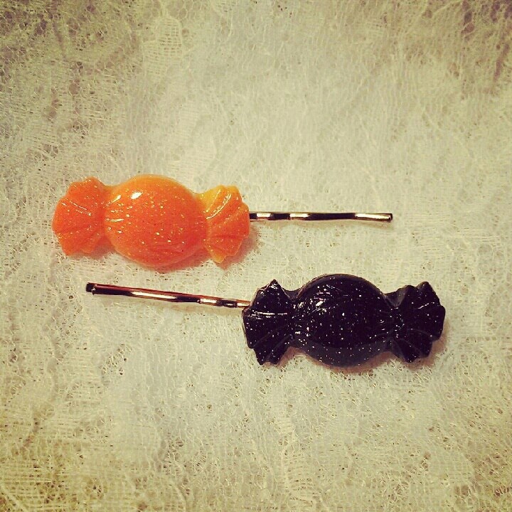 Halloween Taffy Resin Candy Bobby Pin Set