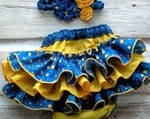 TEAM SPIRIT Ruffle Bloomers Ruffle Diaper Cover set with matching headband, Daddy's little cheerleader Team Colors You Pick Toddler 5561