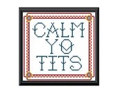 PDF PATTERN ONLY - mature content - Calm yo t-ts - counted cross stitch sampler 5x5