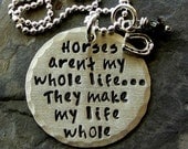 Sterling Silver Hand stamped Horse Quote Necklace for Equestrian or Horse Lover.