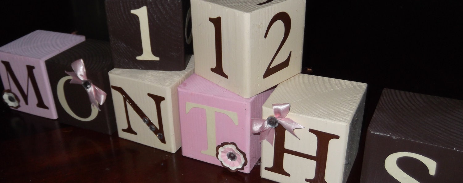 Extra Large Custom wooden baby blocks - Personalized wood nursery blocks - baby age picture props - months age photo prop