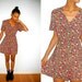 RESERVED: Vtg Dark Floral Grunge Pearl Button Down Slouchy Romper