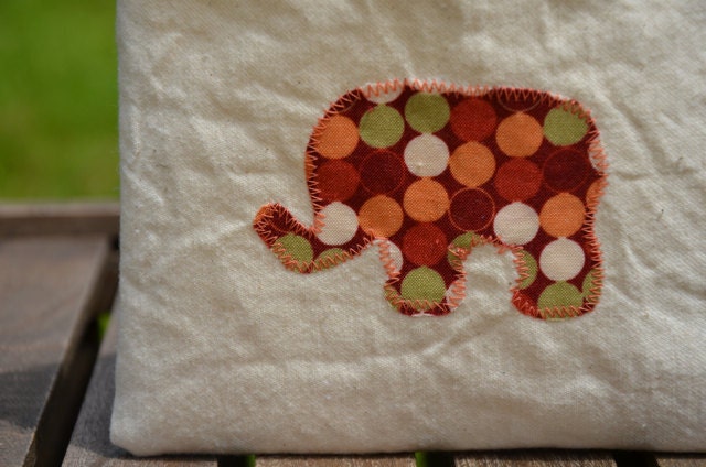 Reusable Snack Bag, Elephant Snack Bags, Eco Snack Bag, Elephant Cotton Lined, Back To School