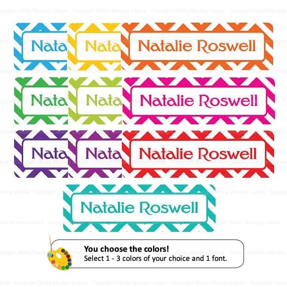 Mini Kids Labels - Chevron (Pick Your Colors) - 36 Labels