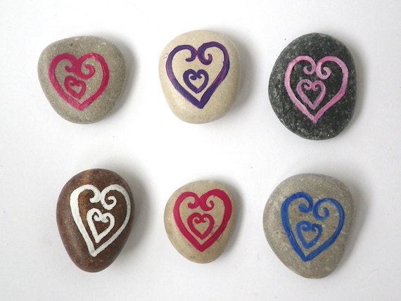 Valentine's day, Time to Give Your Love, Beach Pebbles with Magnets, Heart, Unique Gifts for Family and Friends, Sea Stones, Rocks