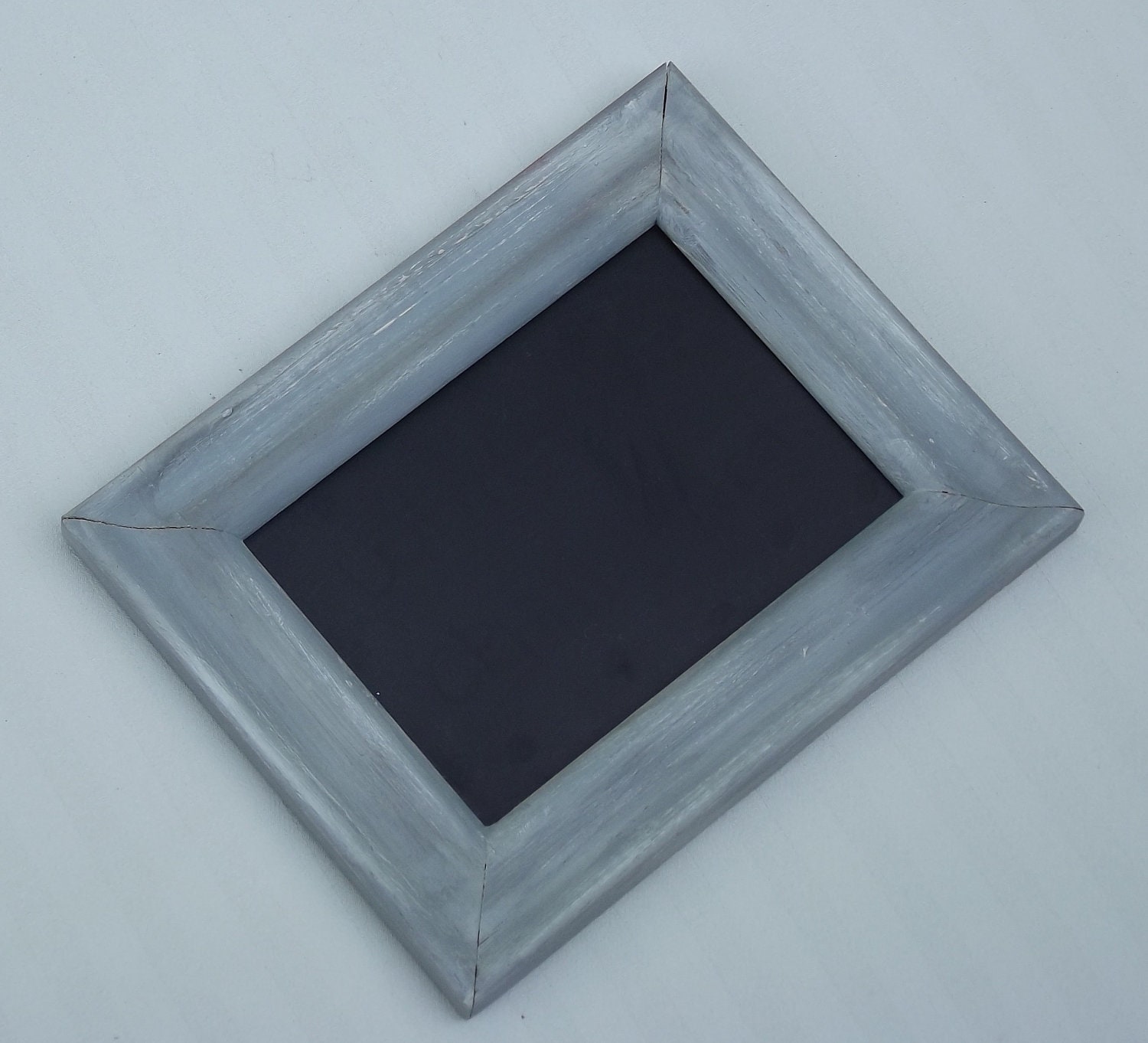 Small Gray Chalkboard w/ Frame White Rustic Small Hanging Framed Chalk Board Thick Frame Blackboard Wooden Kitchen Note Wedding Distressed