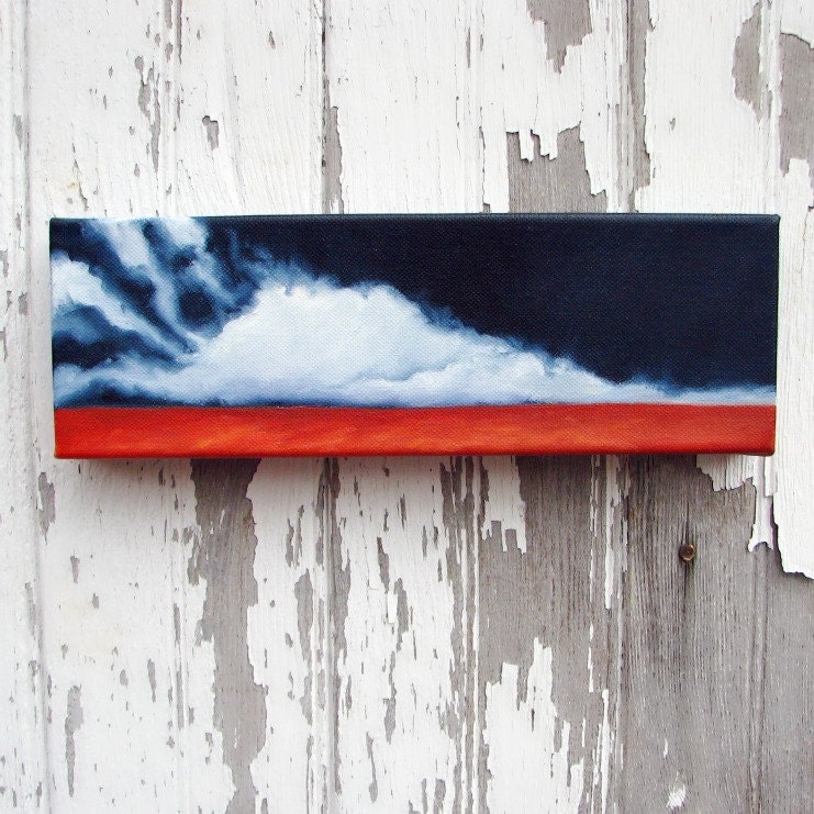 Cloud Landscape original oil painting wall art warm storm abstract earthy home decor - Latitude series three