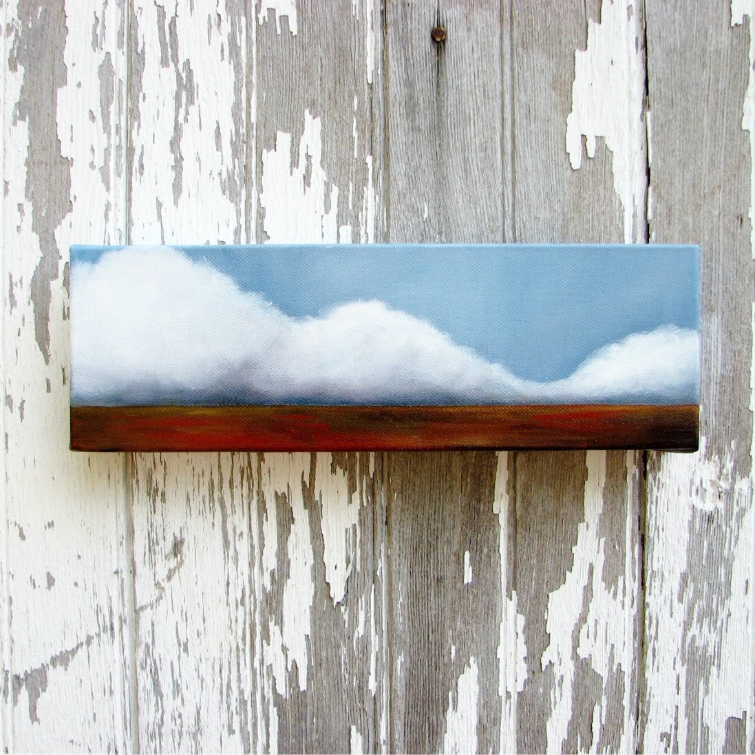 Cloud Landscape original oil painting gift wall art storm abstract neutral rustic colors home decor - Latitude series twelve