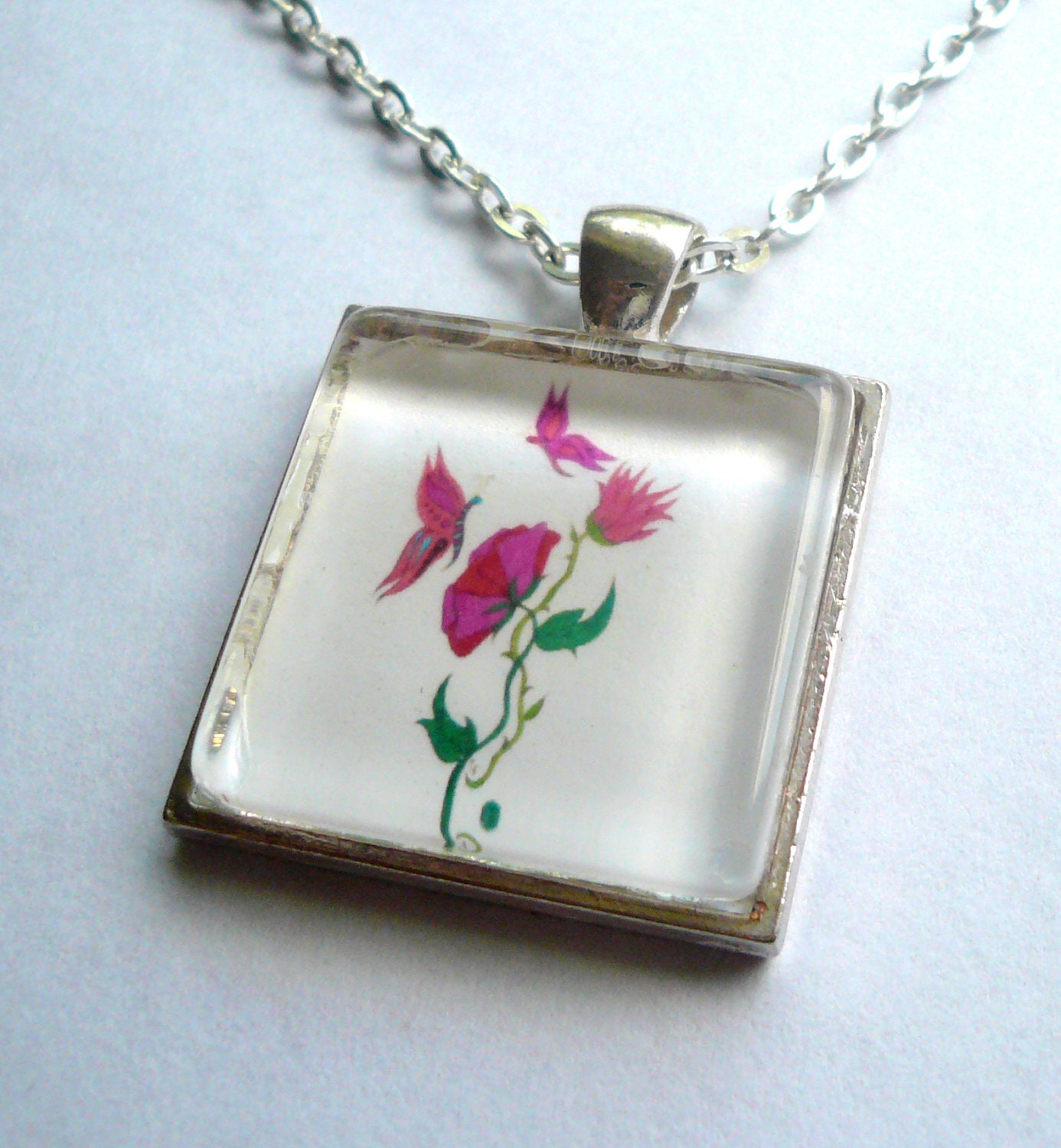 Art necklace, glass pendant , art jewelry, photo necklace