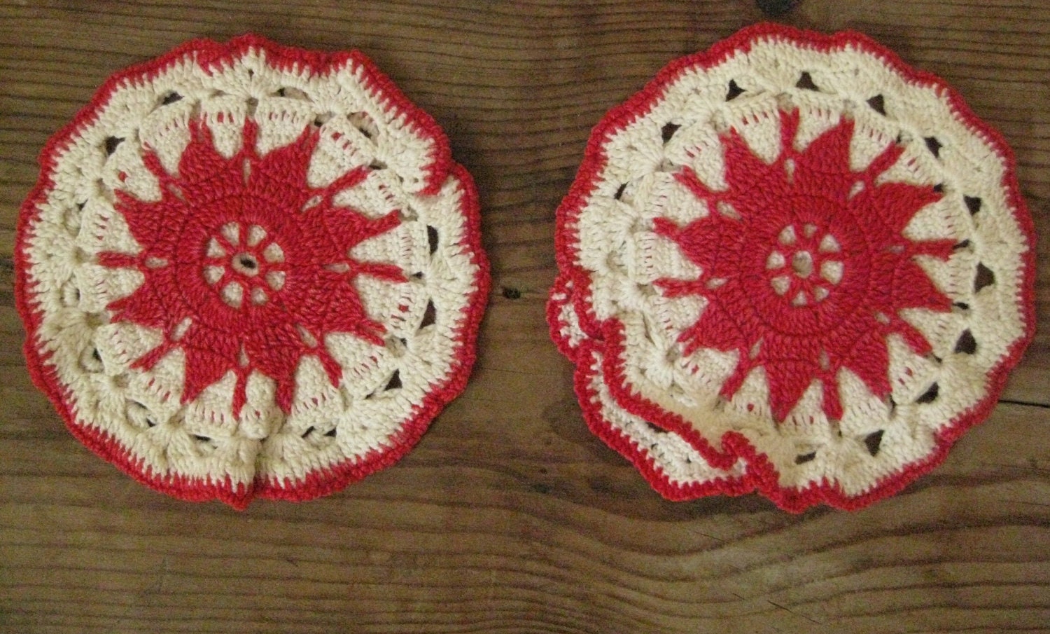 Red and White Crochet Pot Holders or Spoon Covers