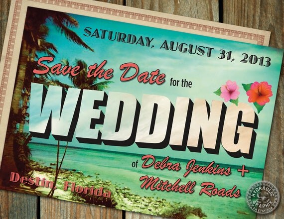 Custom, vintage save the date postcard - even change out the photos for a different theme Il_570xn
