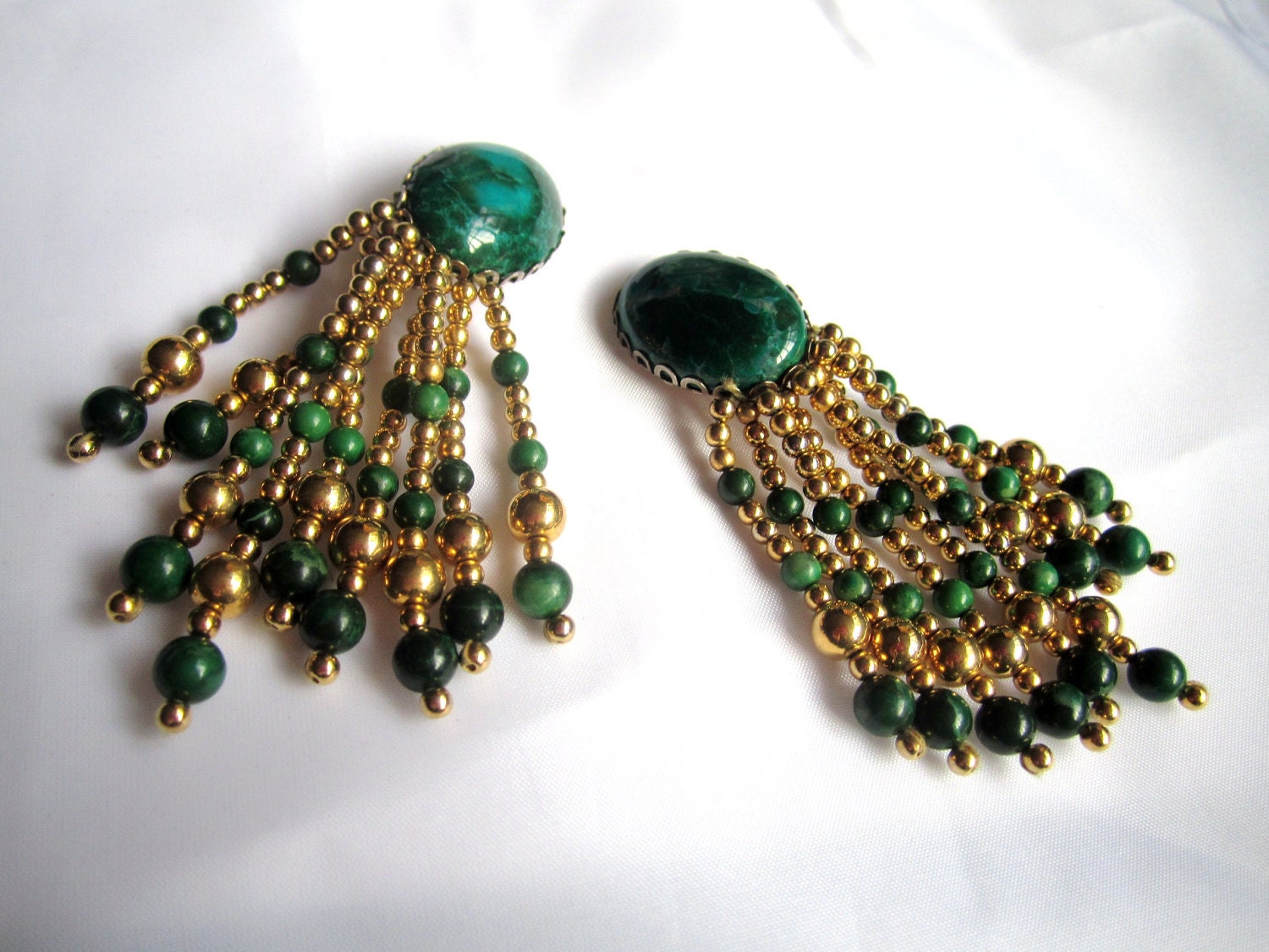 RESERVED Green Marbled Lucite Chandelier Clip Earrings 1950s Vintage