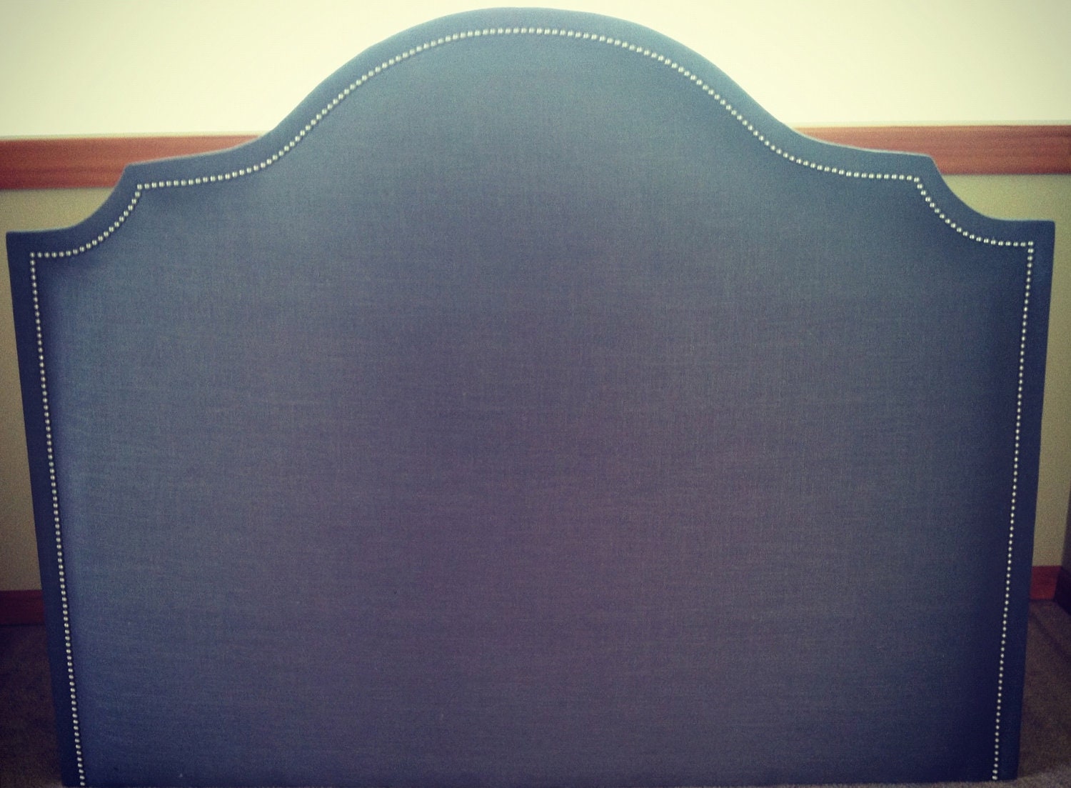 Cavendish Grey Linen Headboard with Nailhead Border (Queen)
