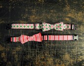 Christmas Candy Cane - Snow Flake - Bowtie Adjustable Dog Collar
