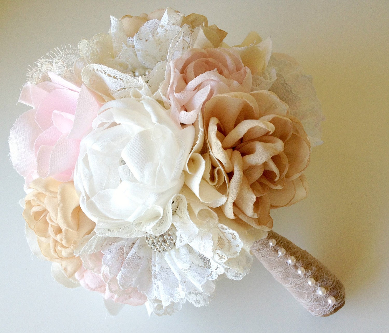 Custom fabric flower bouquet, Vintage Weddings, Peony Bouquet, Satin & chiffon bouquet, Alternative bouquet, Brooch Bouquet