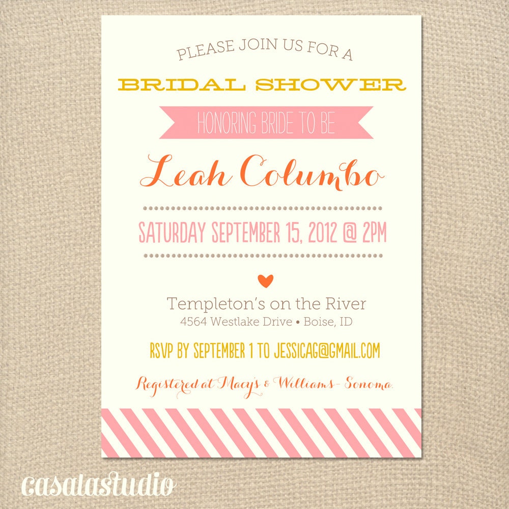 Vintage Fall Bridal Shower Invitation Mustard & Pink Printable OR Printed Card 5x7