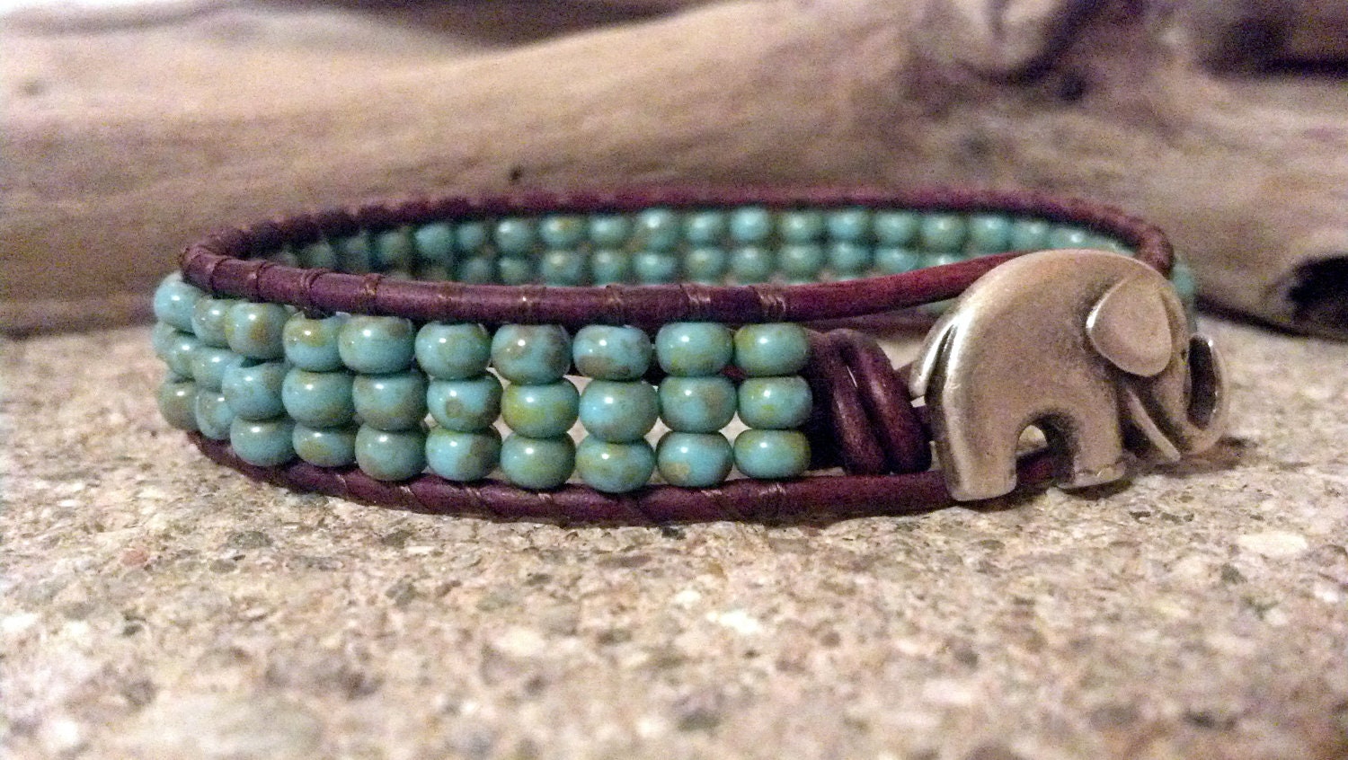 Elephant Leather Wrap Bracelet, GOOD LUCK Elephant, Friendship Bracelet, Southwestern Chic