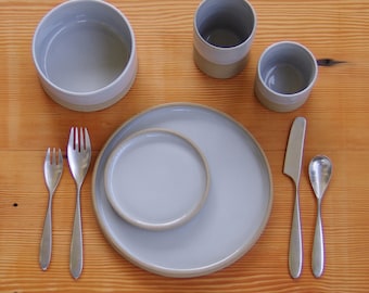modern dinnerware dish set - table setting for one - modern dishes pottery dinnerware minimal ceramic dish set