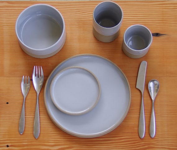 modern dinnerware dish set - table setting for one - modern dishes pottery dinnerware minimal ceramic dish set