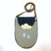 Crossbody,Shoulder, Sling Bag in Grey Gray with Cowhide Leather Strap and Leather Rain Drops & Cloud, Navy Nubuck Flap