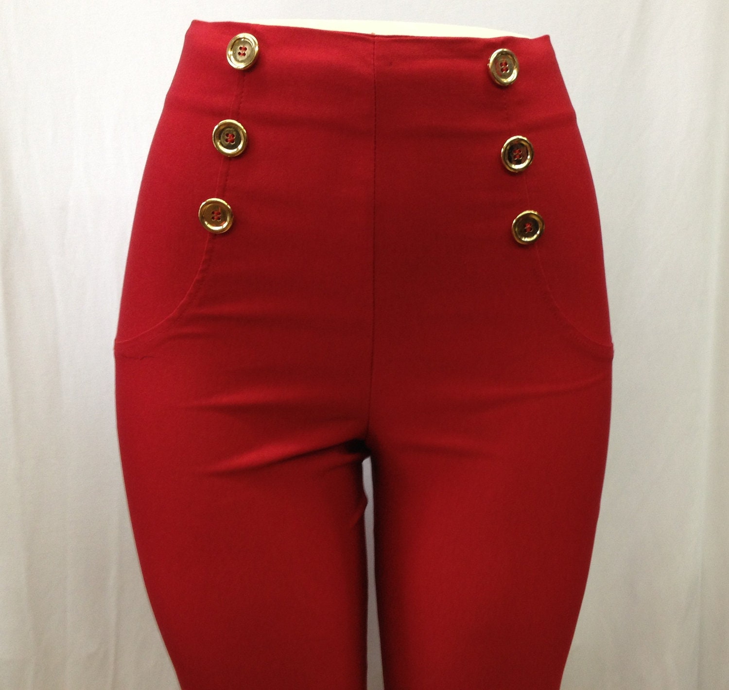 red high waisted pants