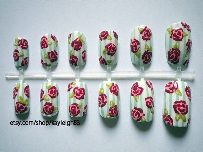 Shabby Chic Roses Nail Art