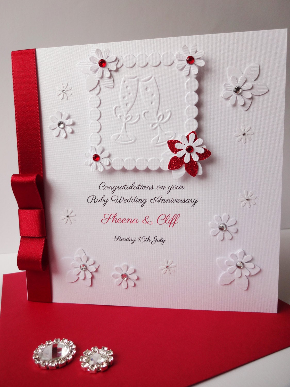 Beautiful hand made card - ideal for weddings engagements or anniversary congratulations