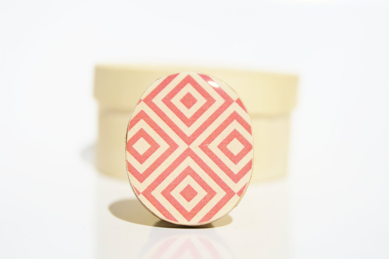 summer Cocktail Ring. pink mod pattern Adjustable ring. Summer jewelry geometric eco friendly statement ring. Summer fashion Starlight Woods - starlightwoods