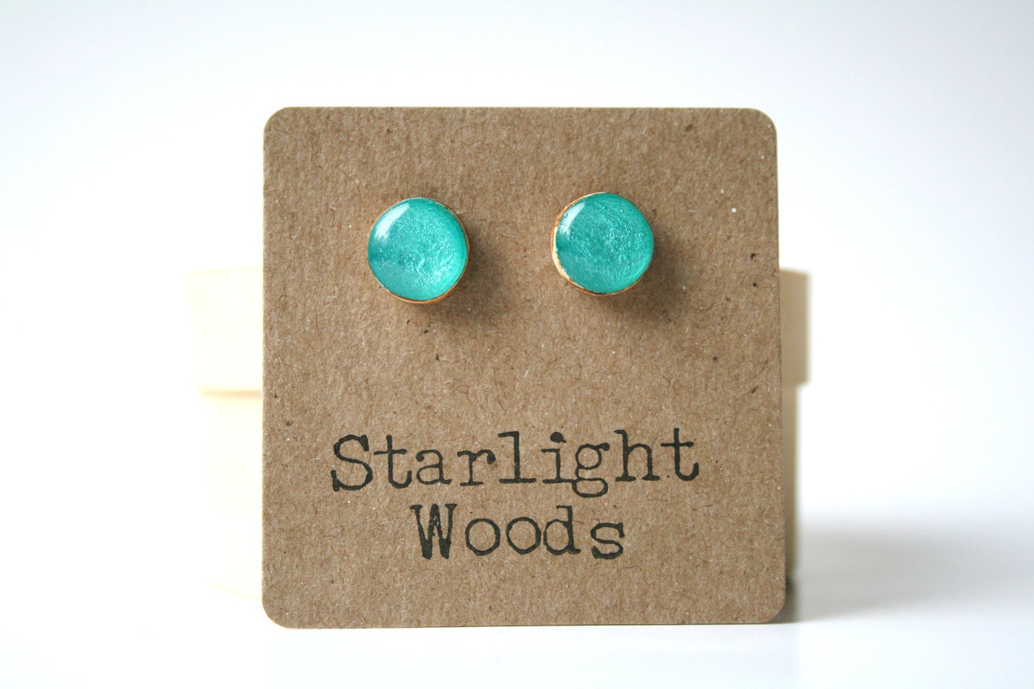 Aqua studs. Teal post earrings. Teal studs. Teal jewelry. Wood jewelry. Wood earrings. Starlight woods. Eco friendly jewelry. - starlightwoods