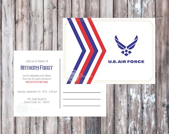 AIR FORCE POSTCARD Invitation - Air Force Retirement Party - Air Force Party Invitation