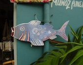 Custom Painted-Wooden Fish  House Sign- Home  Decor- Garden Decor- Beach Decor- Coastal