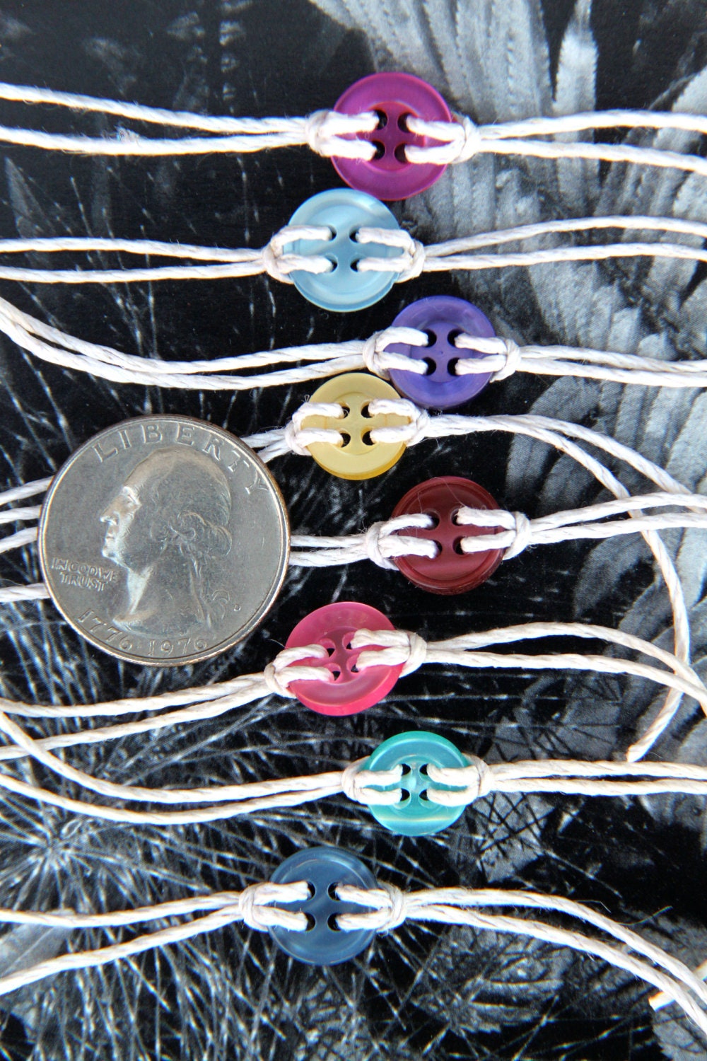 Cute as a button bracelet in SHINY colors.