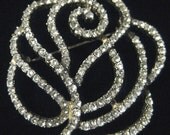 Rhinestone Rose Brooch-Vintage Pin