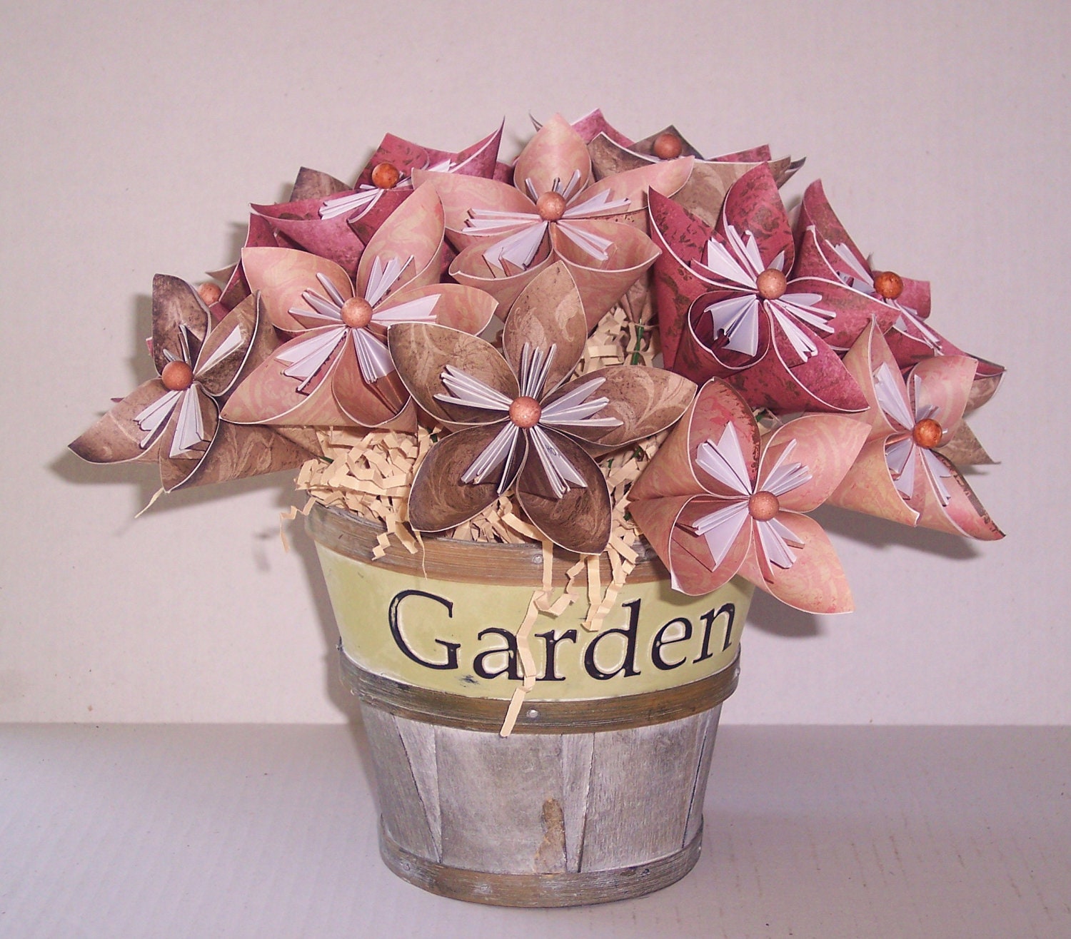 Origami paper flower floral arrangement centerpiece. home decor.