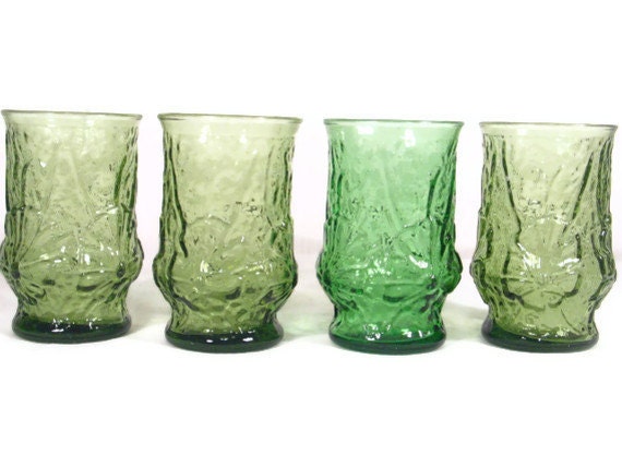 Green Juice Glasses Juice Glass Set Green Glassware Anchor Hocking RainFlower