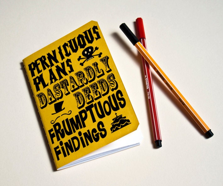 Handmade notebook "Pernicious plans" Yellow Journal