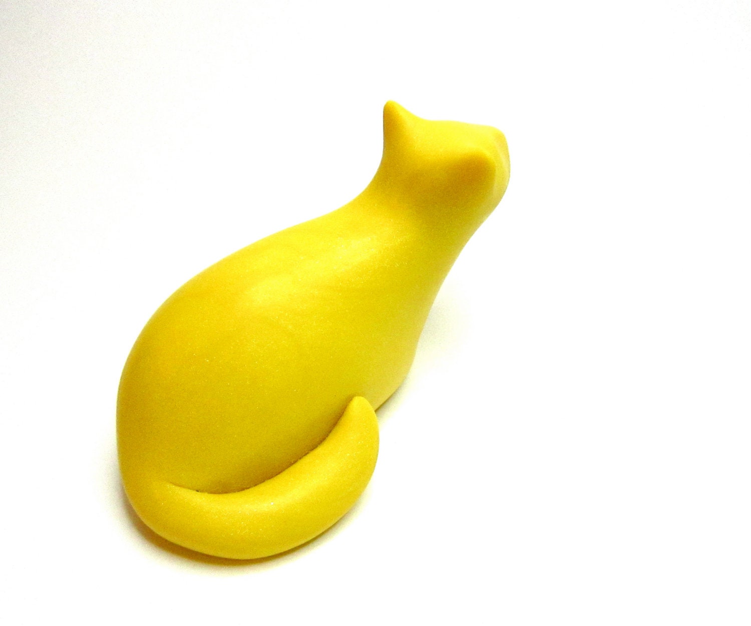 Citron Fluffy Fat Crouching Yellow Cat - sculpture decoration hand made OOAK