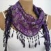 Woman Cotton Scarf in Purple Green Pink Paisley Scarf Summer Fashion